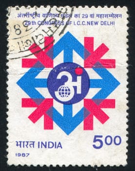 INDIA - CIRCA 1987: stamp printed by India, shows Congress ICC 29th symbol, circa 1987