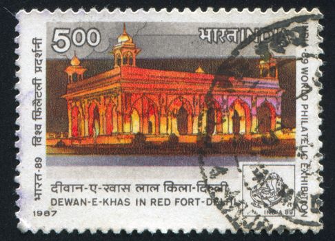 INDIA - CIRCA 1987: stamp printed by India, shows The Dewan-E-Khas building, circa 1987