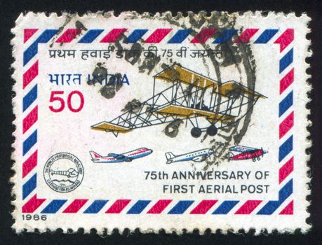 INDIA - CIRCA 1986: stamp printed by India, shows Flight of planes, circa 1986