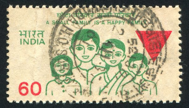 INDIA - CIRCA 1987: stamp printed by India, shows family, circa 1987
