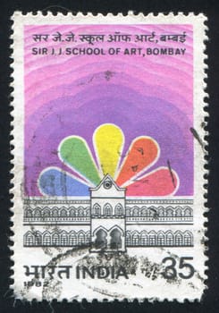 INDIA - CIRCA 1982: stamp printed by India, shows Sir Jamsetjee Jejeebhoy School of Art, circa 1982