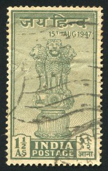 INDIA - CIRCA 1947: stamp printed by India, shows Asoka Pillar, circa 1947