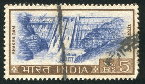 INDIA - CIRCA 1975: stamp printed by India, shows Bhakra Dam, circa 1975