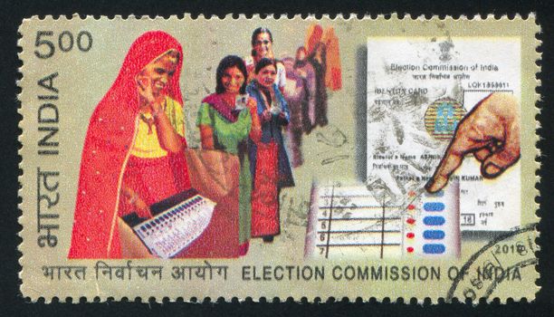 INDIA - CIRCA 2010: stamp printed by India, shows women, election paper, circa 2010