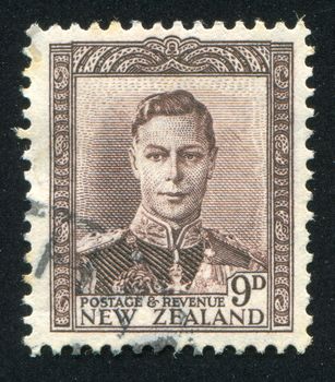 NEW ZEALAND - CIRCA 1944: stamp printed by New Zealand, shows King George VI, circa 1944