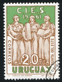 URUGUAY - CIRCA 1961: stamp printed by Uruguay, shows Welfare, Justice and Education, circa 1961