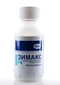 AYTOS, BULGARIA - JANUARY 28, 2014: Azithromycin is an azalide, a subclass of macrolide antibiotics.