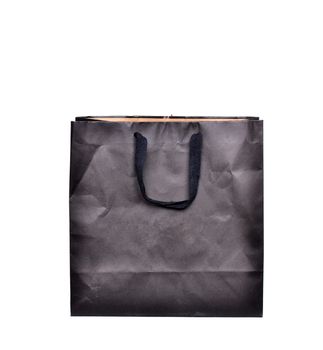 black paper bag isolated on white background