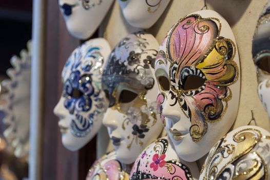 Colourful Venetian masks, Venice, Italy.