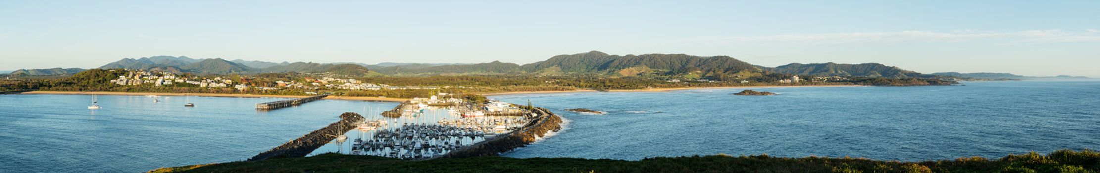 Coastline of Coffs Harbour in New South Wales Australia taken from top of Muttonbird Island Nature Reserve