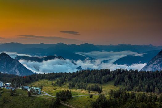 The houses in the large mountains view