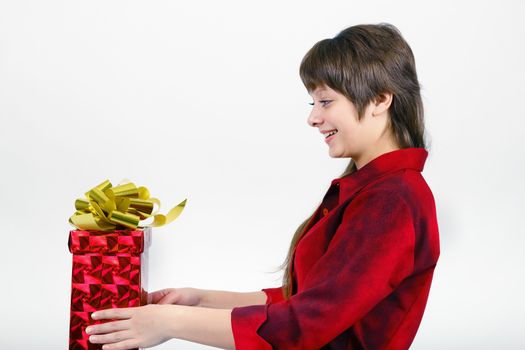 young attractive woman with beautiful packaged gift