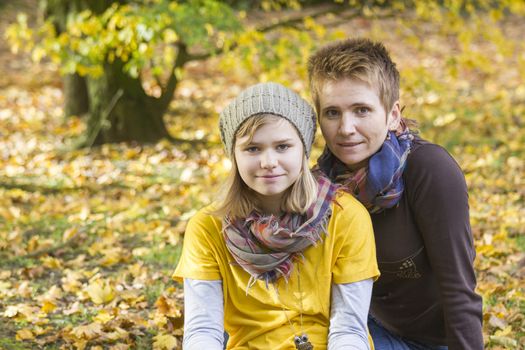 Mother with daughter in the park