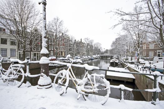 Amsterdam in winter in the Netherlands