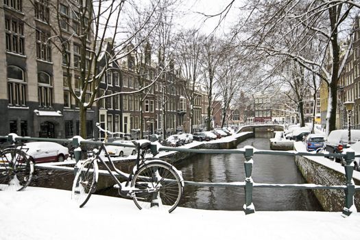Amsterdam in winter in the Netherlands