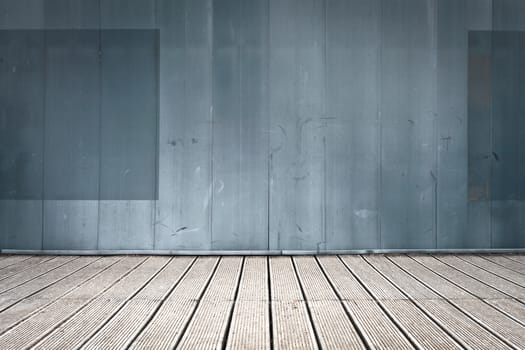 Wooden surface and plastic wall as a background image