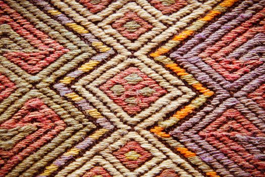 Close up of detailed pattern on a turkish rug