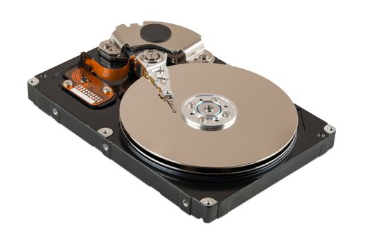Hard disk drive isolated on white background with clipping path