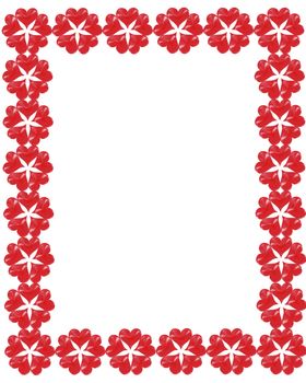 frame from the red patterns on the white background