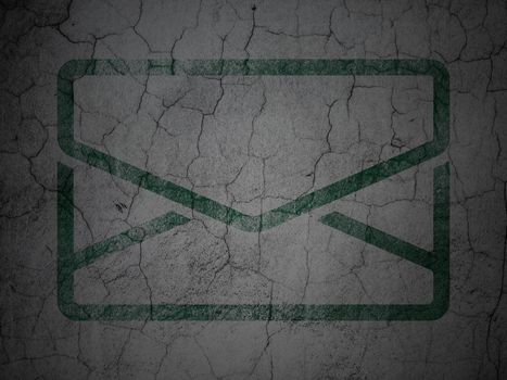 Finance concept: Green Email on grunge textured concrete wall background, 3d render