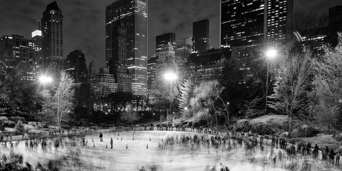 Ice skating at Wollman Rink, Central Park, Midtown, Manhattan, New York City, New York State, USA