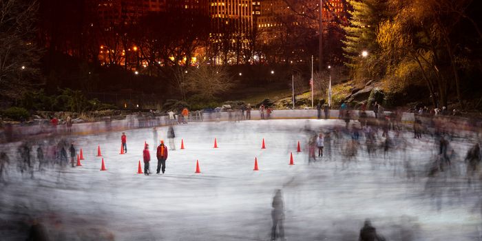 Ice skating at Wollman Rink, Central Park, Midtown, Manhattan, New York City, New York State, USA