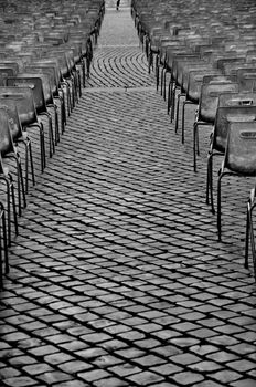 Empty grey chairs