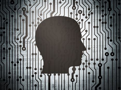 Business concept: circuit board with  Head icon, 3d render