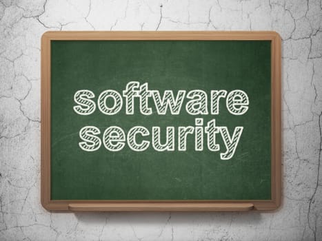 Security concept: text Software Security on Green chalkboard on grunge wall background, 3d render