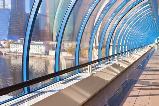 Modern office and shopping bridge of Moscow City, Russia