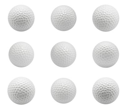 Collection of Golf balls isolated on white background