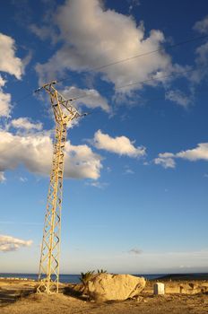 Electricity Pole over a Blue Sky in Spain