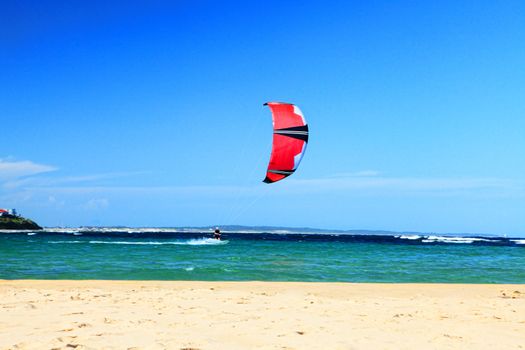 Toowoon Bay, Australia - December 12, 2013; Kite surfing at Toowoon Bay, NSW Australia on a summer's day.