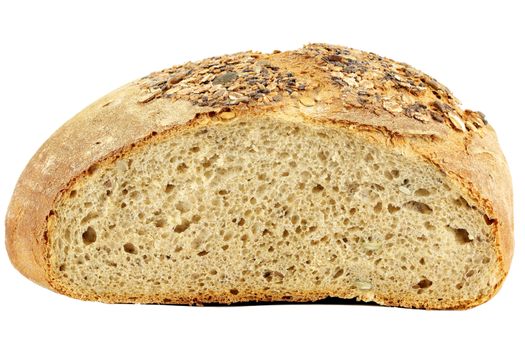 bread with seeds on white background
