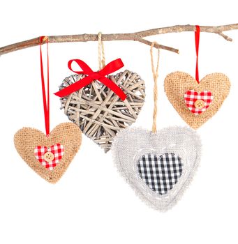 set of hearts shaped decoration, over white background