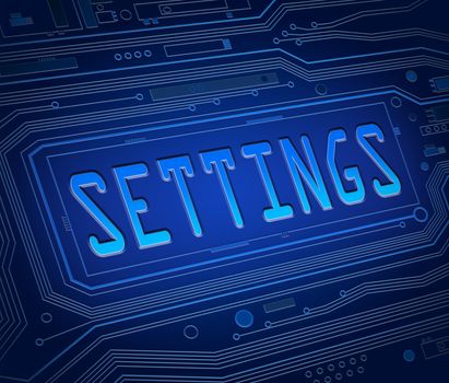 Abstract style illustration depicting printed circuit board components with a settings concept.