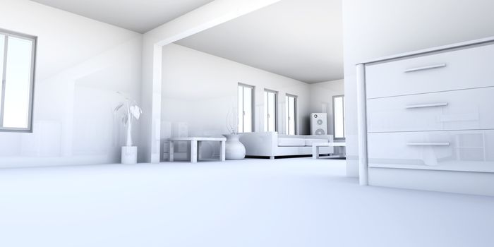 3D rendered Illustration. Interior Visualisation. 