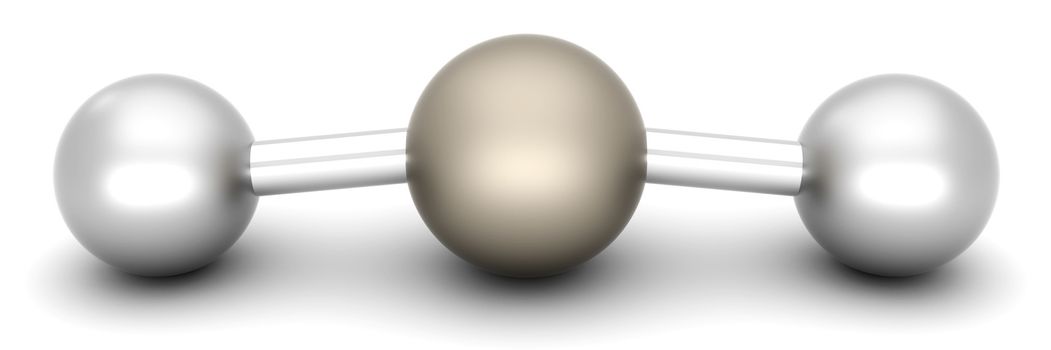 A symbolic CO2 Molecule, responsible for global warming and pollution. 3D rendered Illustration.