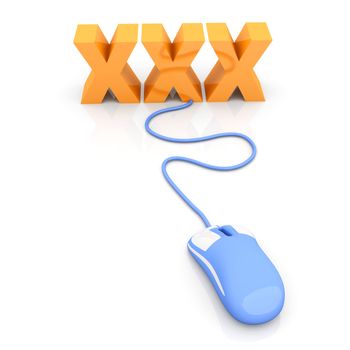 XXX click. 3D rendered Illustration. Isolated on white.