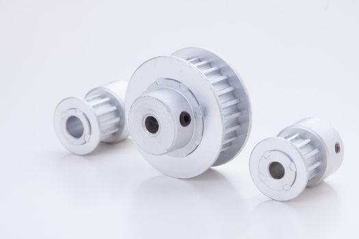 timing pulleys on white background