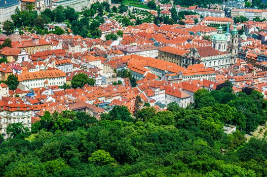 View on Prague city architecture from above