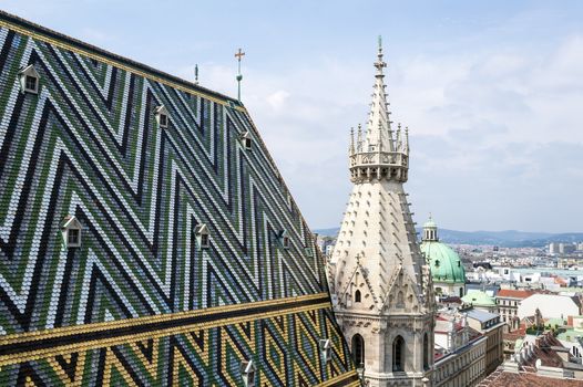 St. Stephan's Cathedral's tower and roof, Vienna.