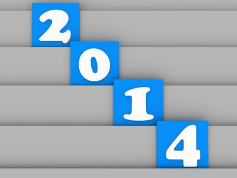 2014 separately on blue block in 3d