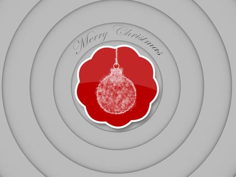 ball ornate of merry christmas tag, concentric circles on white 
background