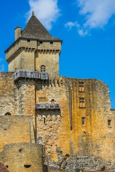 CASTELNAUD-LA CHAPELLE, FRANCE - JUNE 22, 2012: exterior of Castle of Castelnaud La Chapelle on June 22th, 2012 at Dordogne Perigord France