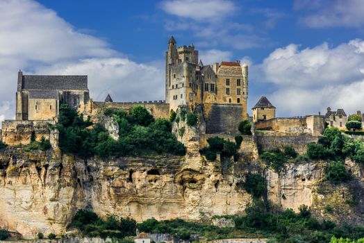 BEYNAC, FRANCE - JUNE 22, 2012: exterior of Chateau de Beynac castle on June 22th, 2012 at Dordogne Perigord France