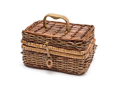 wicker basket isolated on white background