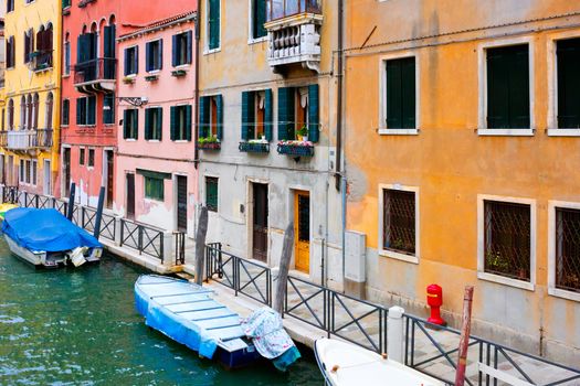 View of beautiful colorful Venetian canal, Venice, Italy