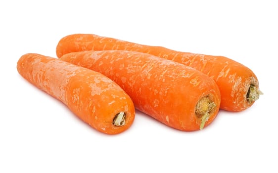 Fresh orange carrot isolated on white background