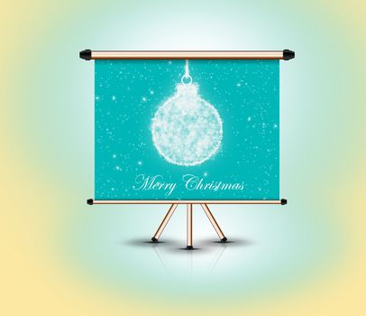 christmas ball, billboard frame standing, 3d render